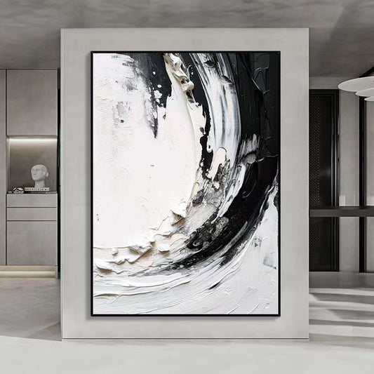 Handcrafted Abstract Painting Black And White Wall Art For Homedecor BW1019