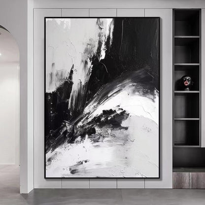 Handcrafted Abstract Painting Black And White Wall Art For Homedecor BW1020