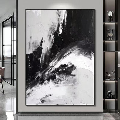 Handcrafted Abstract Painting Black And White Wall Art For Homedecor BW1020