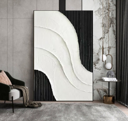 Handcrafted Abstract Painting Black And White Wall Art For Homedecor BW1024A