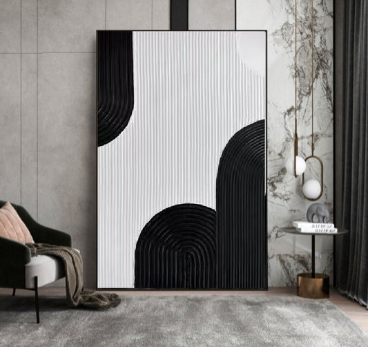 Handcrafted Abstract Painting Black And White Wall Art For Homedecor BW1024B