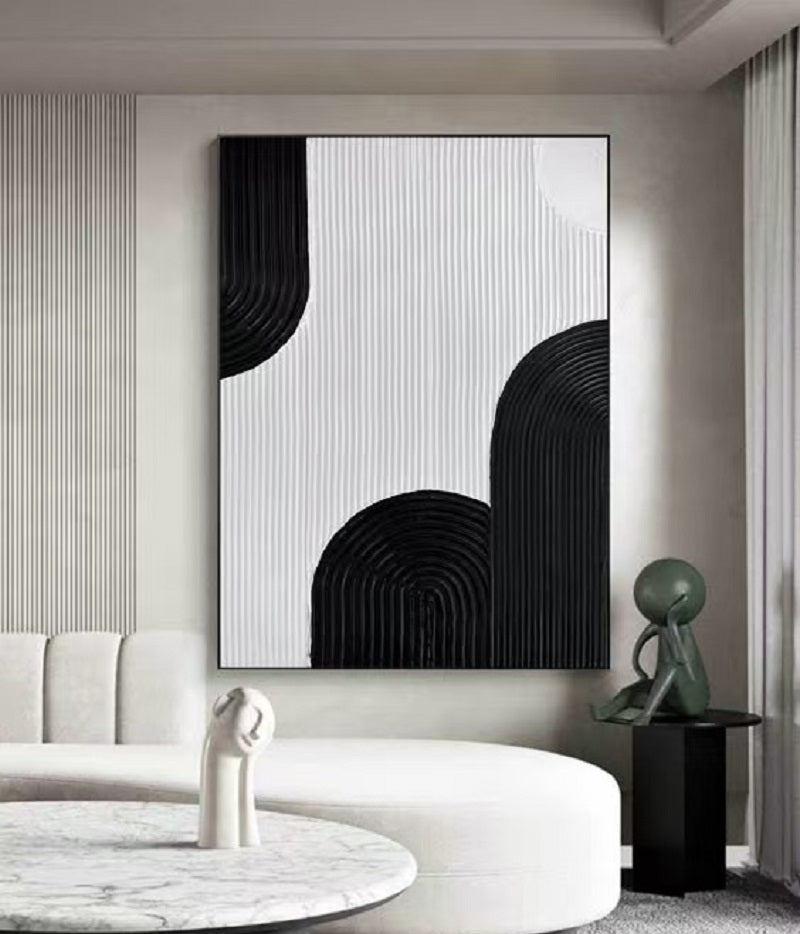 Handcrafted Abstract Painting Black And White Wall Art For Homedecor BW1024B