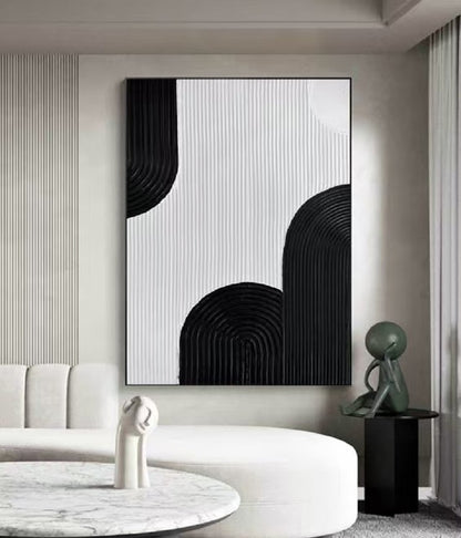 Handcrafted Abstract Painting Black And White Wall Art For Homedecor BW1024B