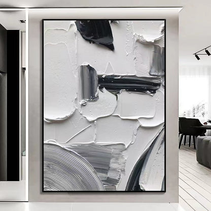 Handcrafted Abstract Painting Black And White Wall Art For Homedecor BW1025