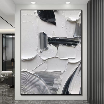 Handcrafted Abstract Painting Black And White Wall Art For Homedecor BW1025