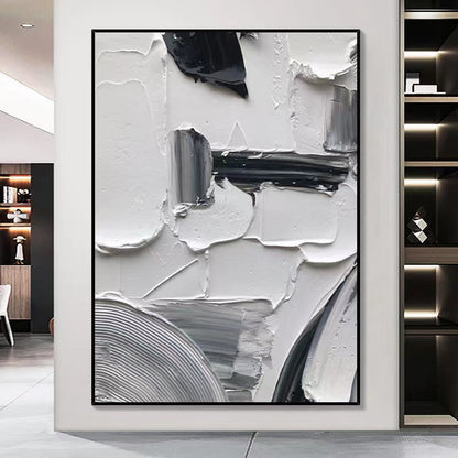 Handcrafted Abstract Painting Black And White Wall Art For Homedecor BW1025