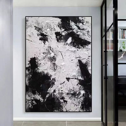 Handcrafted Abstract Painting Black And White Wall Art For Homedecor BW1027