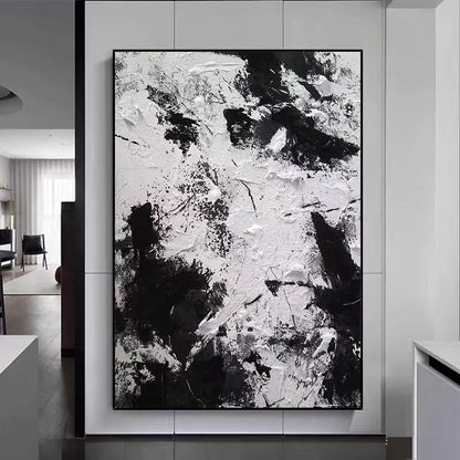 Handcrafted Abstract Painting Black And White Wall Art For Homedecor BW1027