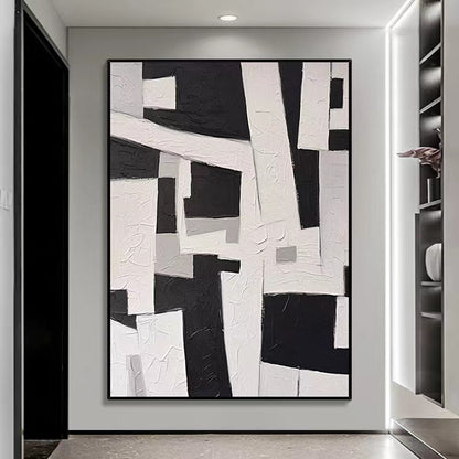 Handcrafted Abstract Painting Black And White Wall Art For Homedecor BW1028