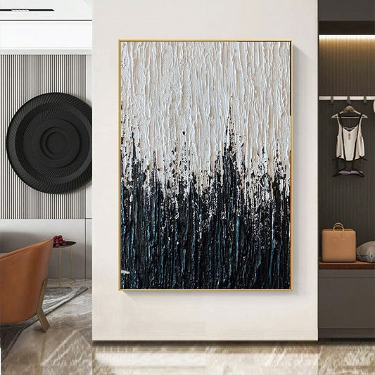 Handcrafted Abstract Painting Black And White Wall Art For Homedecor BW1031