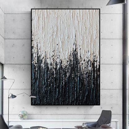 Handcrafted Abstract Painting Black And White Wall Art For Homedecor BW1031