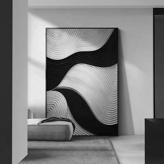 Handcrafted Abstract Painting Black And White Wall Art For Homedecor BW1032