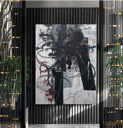 Handcrafted Abstract Painting Black And White Wall Art For Homedecor BW1034