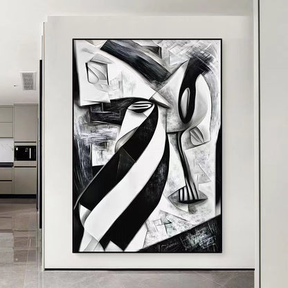Handcrafted Abstract Painting Black And White Wall Art For Homedecor BW1037