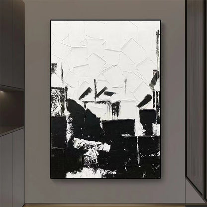 Handcrafted Abstract Painting Black And White Wall Art For Homedecor BW1038