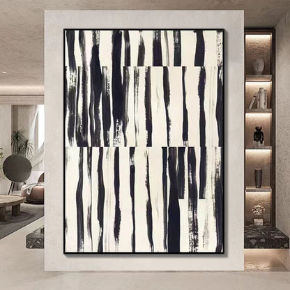 Handcrafted Abstract Painting Black And White Wall Art For Homedecor BW1039