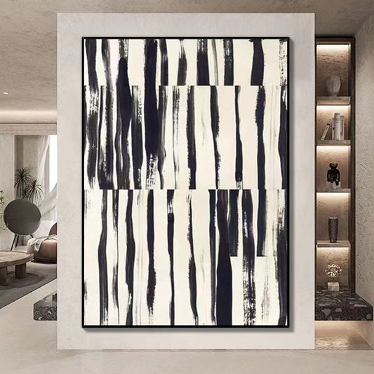 Handcrafted Abstract Painting Black And White Wall Art For Homedecor BW1039
