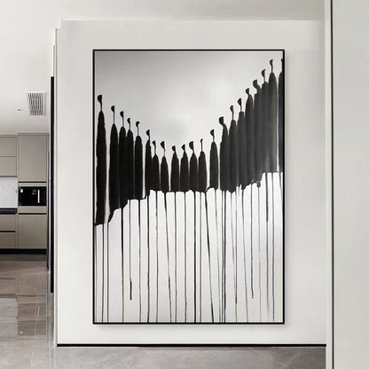 Handcrafted Abstract Painting Blcak And White Wall Art For Homedecor BW1040