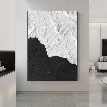 Handcrafted Abstract Painting Black And White Wall Art For Homedecor BW1041