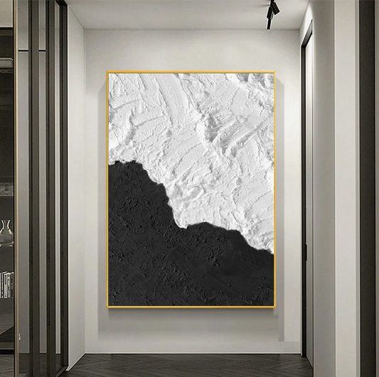 Handcrafted Abstract Painting Black And White Wall Art For Homedecor BW1041
