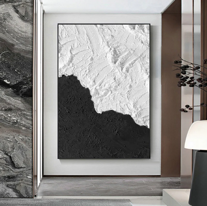 Handcrafted Abstract Painting Black And White Wall Art For Homedecor BW1041