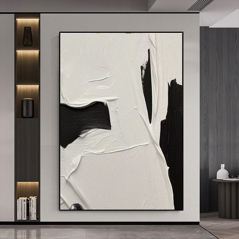 Black and White Abstract Painting – Handcrafted Modern Wall Art for Home Decor BW1042