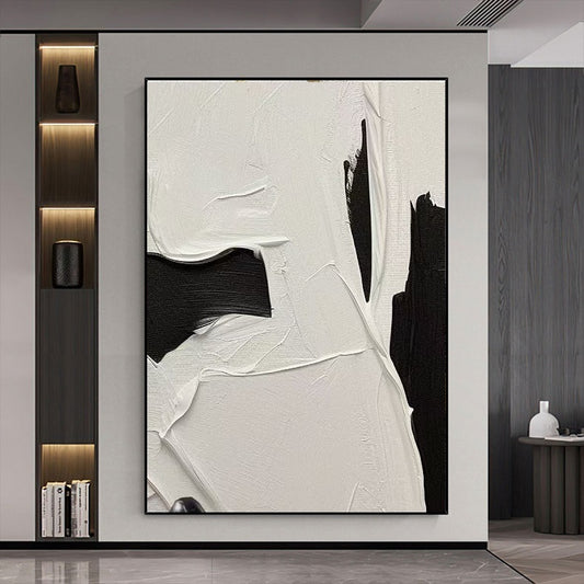 Black and White Abstract Painting – Handcrafted Modern Wall Art for Home Decor BW1042
