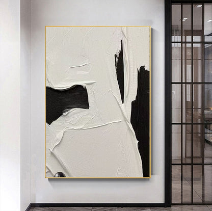 Black and White Abstract Painting – Handcrafted Modern Wall Art for Home Decor BW1042
