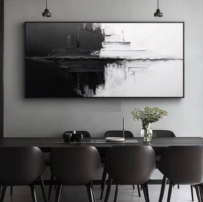 Black and White Abstract Painting – Handcrafted Modern Wall Art for Home Decor BW1043