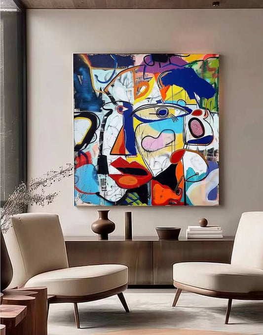 Handcrafted Abstract Painting Graffiti Art For Homedecor GA1001