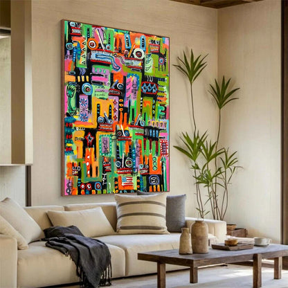 Handcrafted Abstract Painting Graffiti Art For Homedecor GA1030