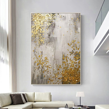 Handcrafted Abstract Painting Gold Silver Art  For Home Decor