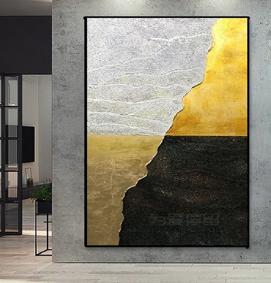Handcrafted Abstract Painting Gold Wall Art For Homedecor GS1005