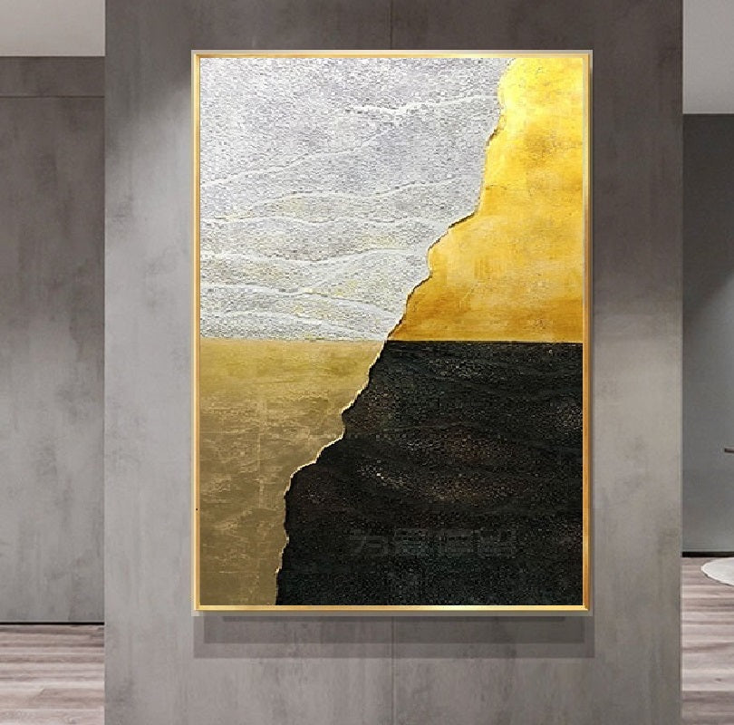 Handcrafted Abstract Painting Gold Wall Art For Homedecor GS1005