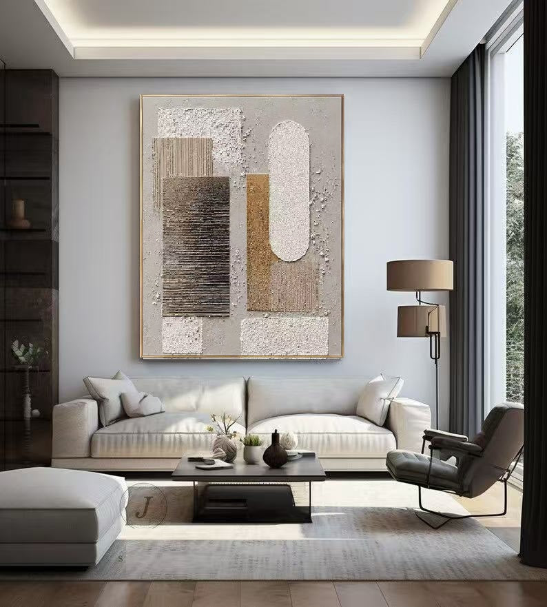 Handcrafted Textured Painting – Modern Abstract Wall Art for Home Decor HT1041