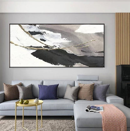 Handcrafted Abstract Painting Black And White Wall Art For Homedecor BW1001C