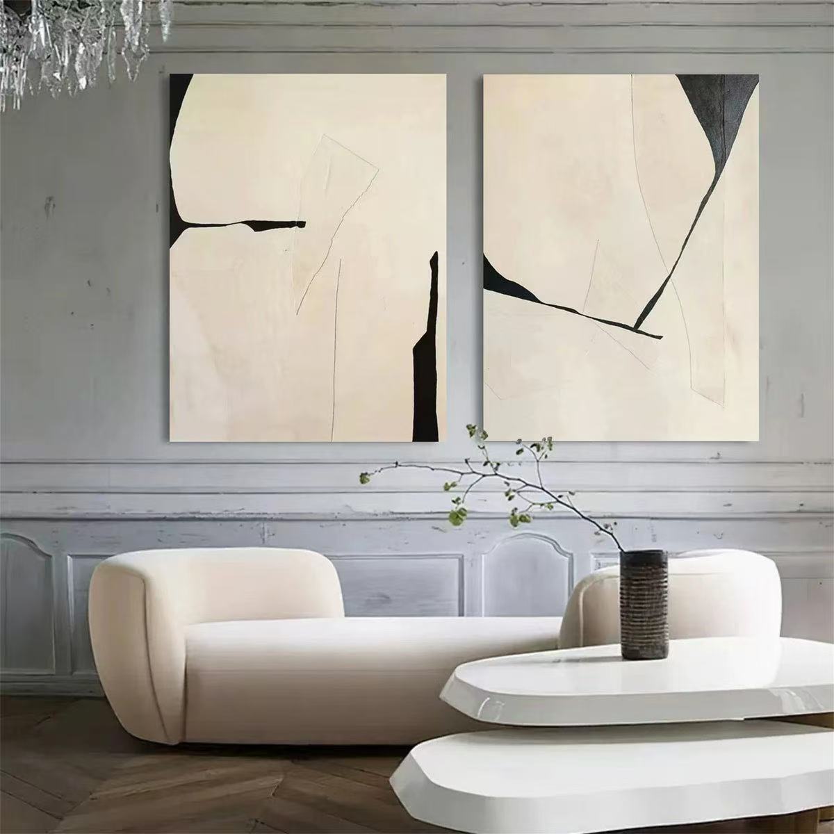 2PCs A Set Abstract Paintings Handcrafte Minimalist Wall Art For Home Decor MA1065