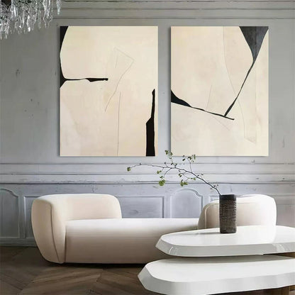 2PCs A Set Abstract Paintings Handcrafte Minimalist Wall Art For Home Decor MA1065