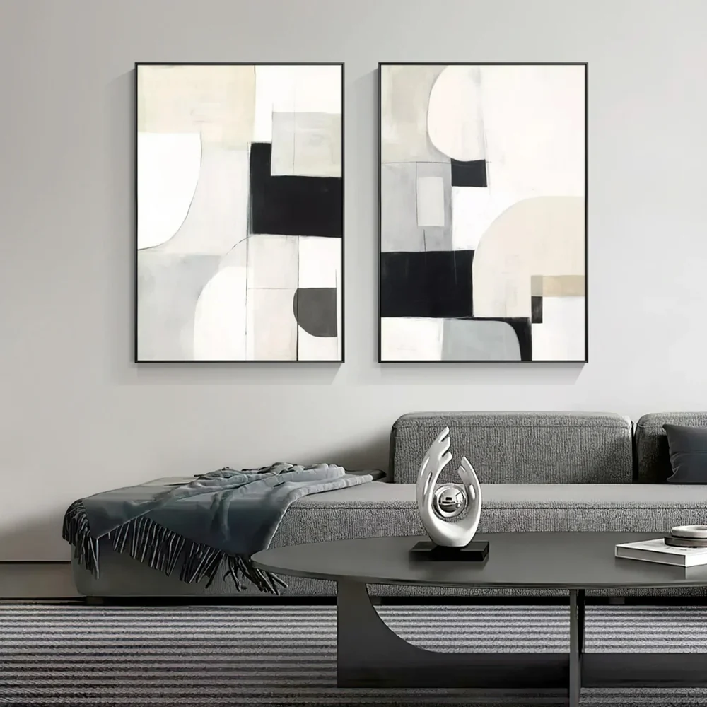 2PCs A Set Abstract Paintings Handcrafte Minimalist Wall Art For Home Decor MA1070