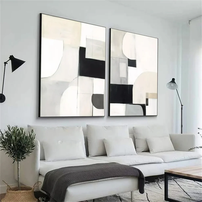 2PCs A Set Abstract Paintings Handcrafte Minimalist Wall Art For Home Decor MA1070