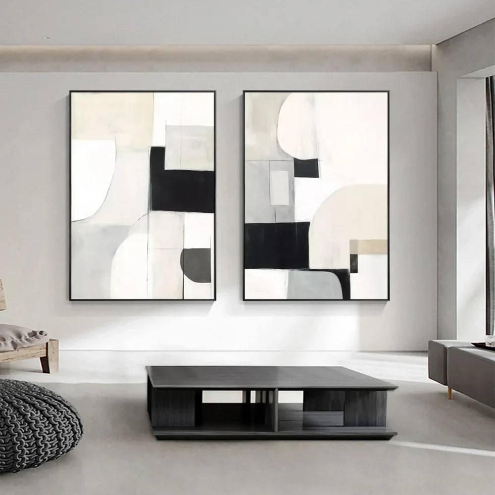 2PCs A Set Abstract Paintings Handcrafte Minimalist Wall Art For Home Decor MA1070