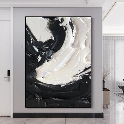 Handcrafted Abstract Painting Black And White Wall Art For Homedecor BW1002