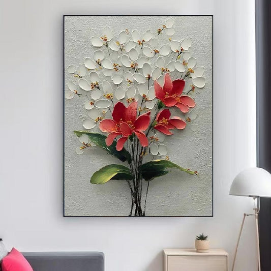 Handcrafted Modern Flower Painting Fine Wall Art For Homedecor MDF1002