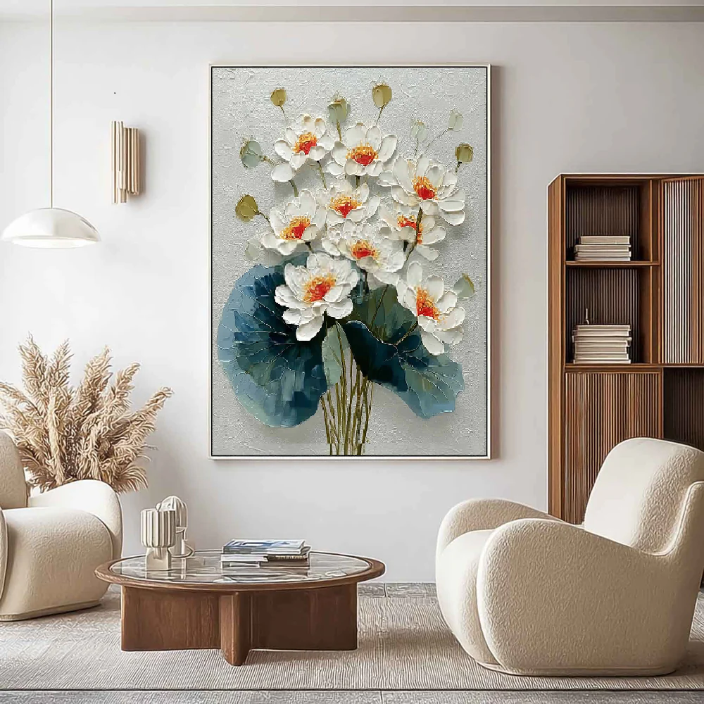 Handcrafted Modern Flower Painting Fine Wall Art For Homedecor MDF1003