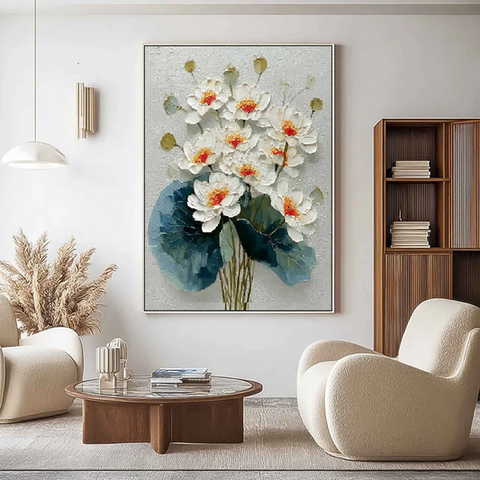 Handcrafted Modern Flower Painting Fine Wall Art For Homedecor MDF1003