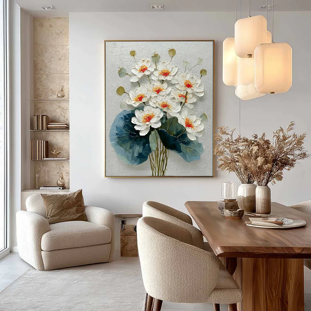 Handcrafted Modern Flower Painting Fine Wall Art For Homedecor MDF1003