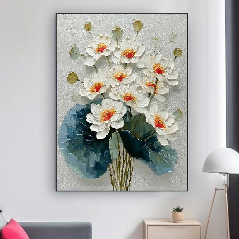 Handcrafted Modern Flower Painting Fine Wall Art For Homedecor MDF1003