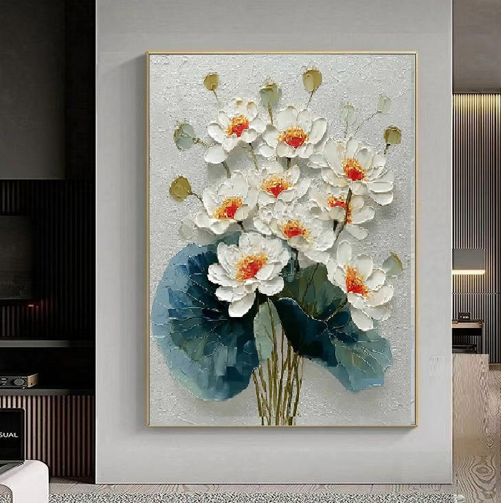 Handcrafted Modern Flower Painting Fine Wall Art For Homedecor MDF1003