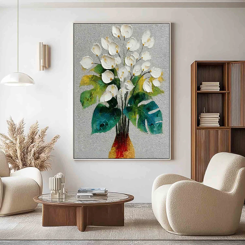 Handcrafted Modern Flower Painting Fine Wall Art For Homedecor MDF1004