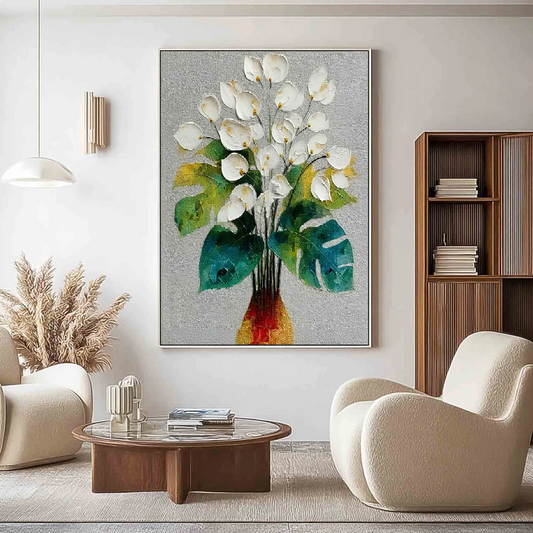 Handcrafted Modern Flower Painting Fine Wall Art For Homedecor MDF1004